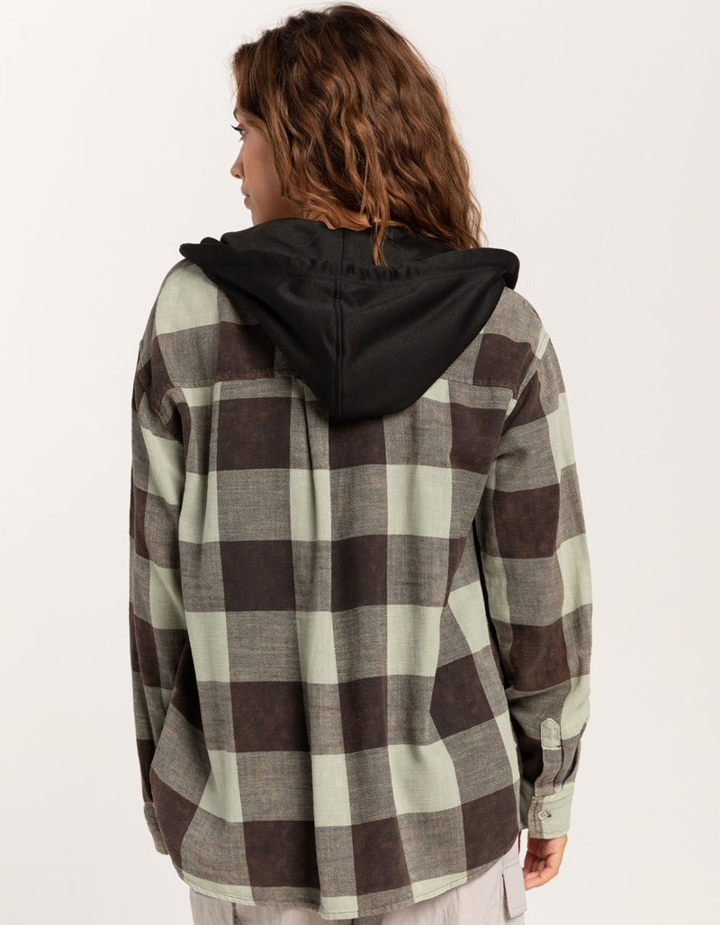 FULL TILT Sage Buffalo Womens Hooded Flannel image number 3