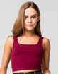 BOZZOLO Square Neck Womens Burgundy Crop Tank Top image number 1