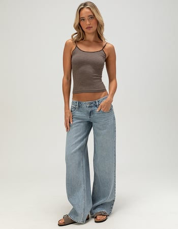 RSQ Womens Ultra Low Rise Baggy Star Patch Jeans Primary Image