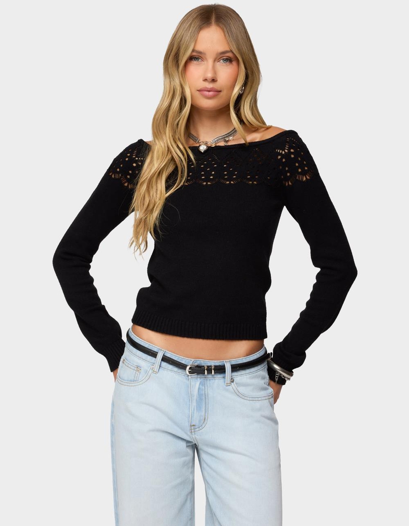 EDIKTED Lillis Boat Neck Knit Top image number 0