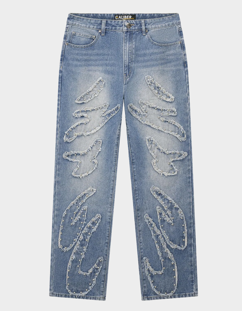 CALIBER Munition Mens Studded Frayed Straight Jeans image number 0