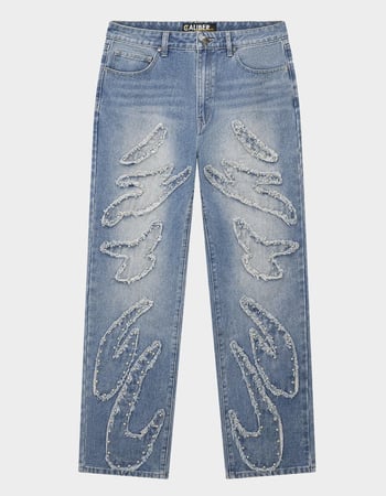 CALIBER Munition Mens Studded Frayed Straight Jeans Primary Image