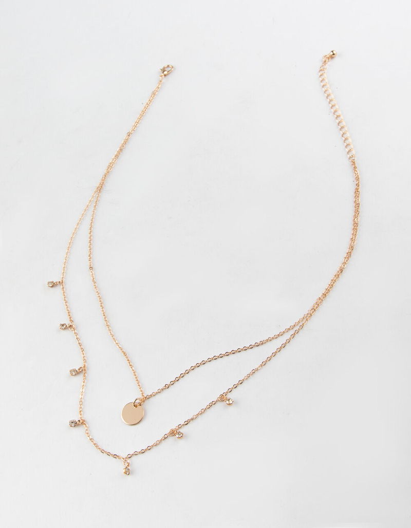 FULL TILT Layered Rhinestone/Coin Necklace image number 0