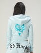 ED HARDY Blue Leopard Womens Zip-Up Rhinestone Hoodie image number 3