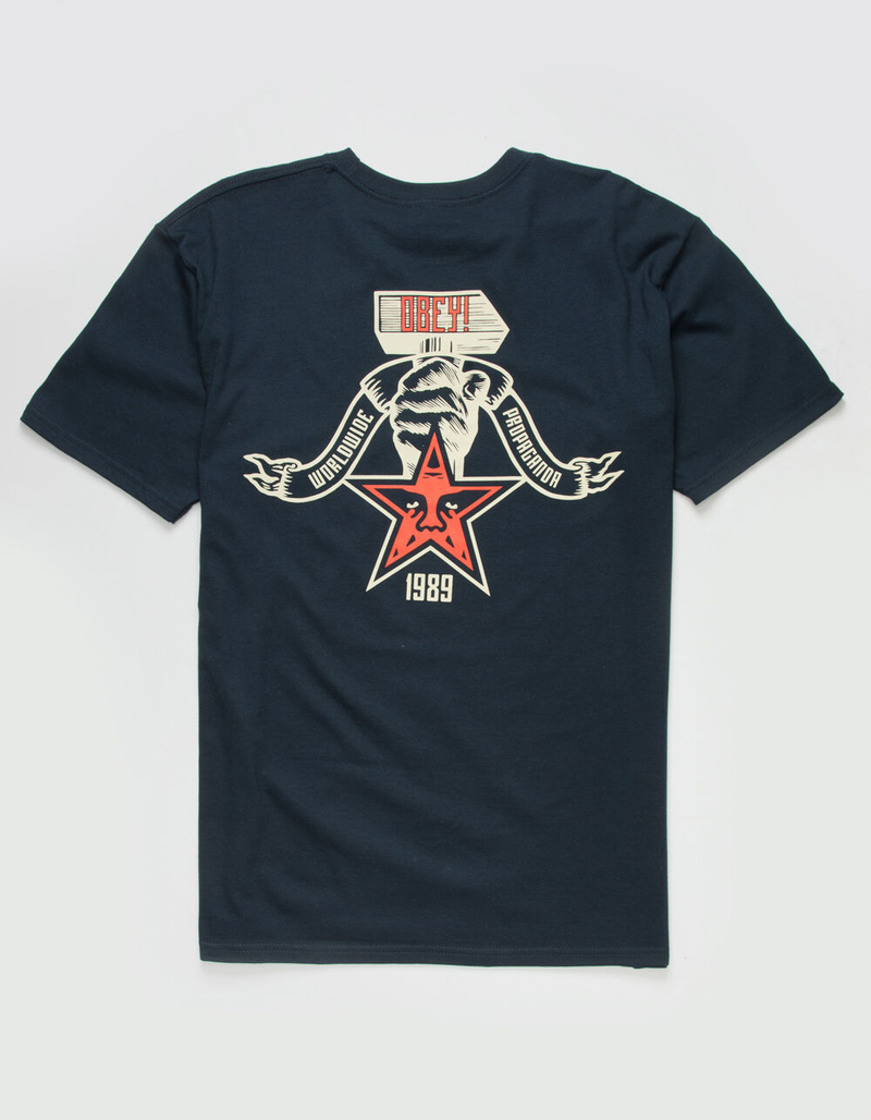 OBEY Obey Star Hammer Mens Navy T-Shirt image number 0