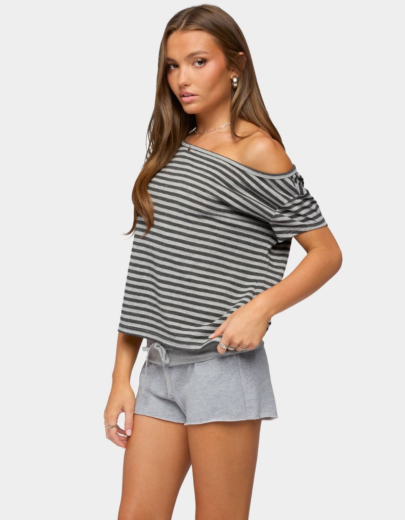 EDIKTED Chanelle Off Shoulder Striped Top image number 1