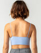 SKY AND SPARROW Emma Solid Ruched Womens Light Blue Crop Cami image number 3