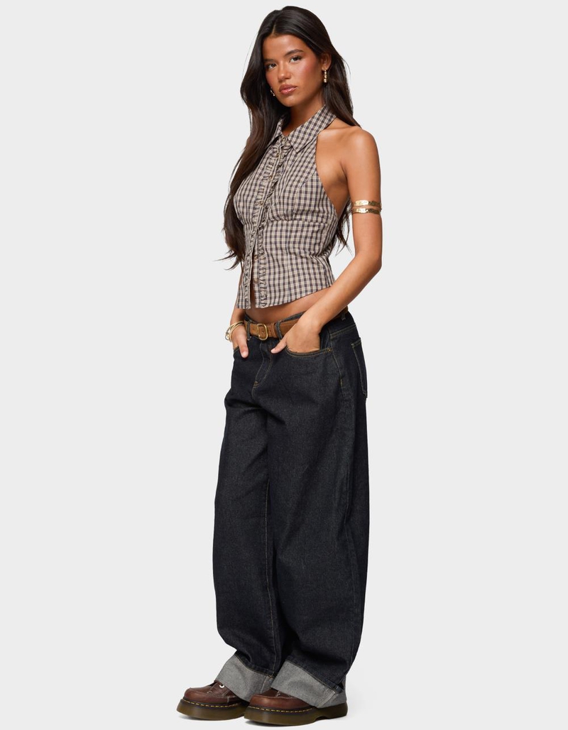 EDIKTED Imrie Plaid Collared Halter Top image number 3