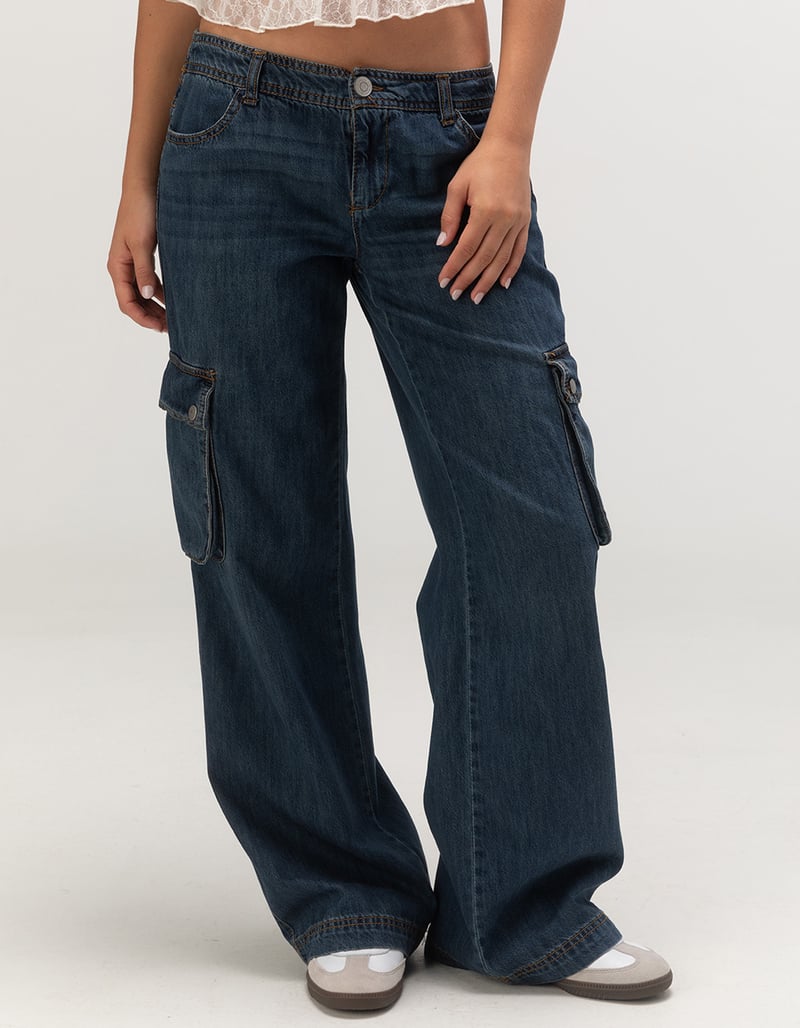 RSQ Womens Low Rise Cargo Baggy Denim Jeans image number 1