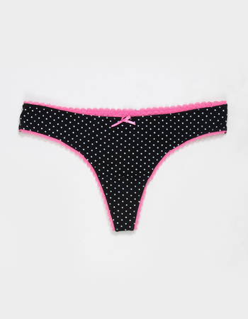FULL TILT Cotton Bow Lace Trim Thong Primary Image