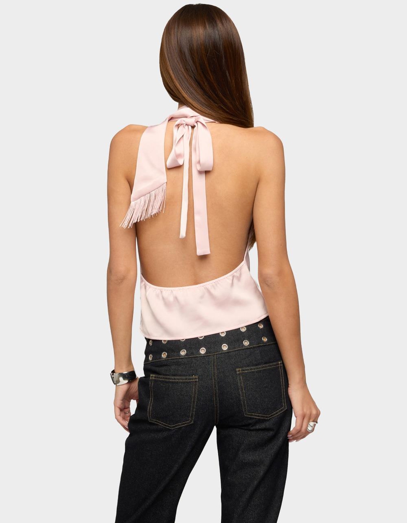EDIKTED Satin Effect Cowl Neck Scarf Top image number 2