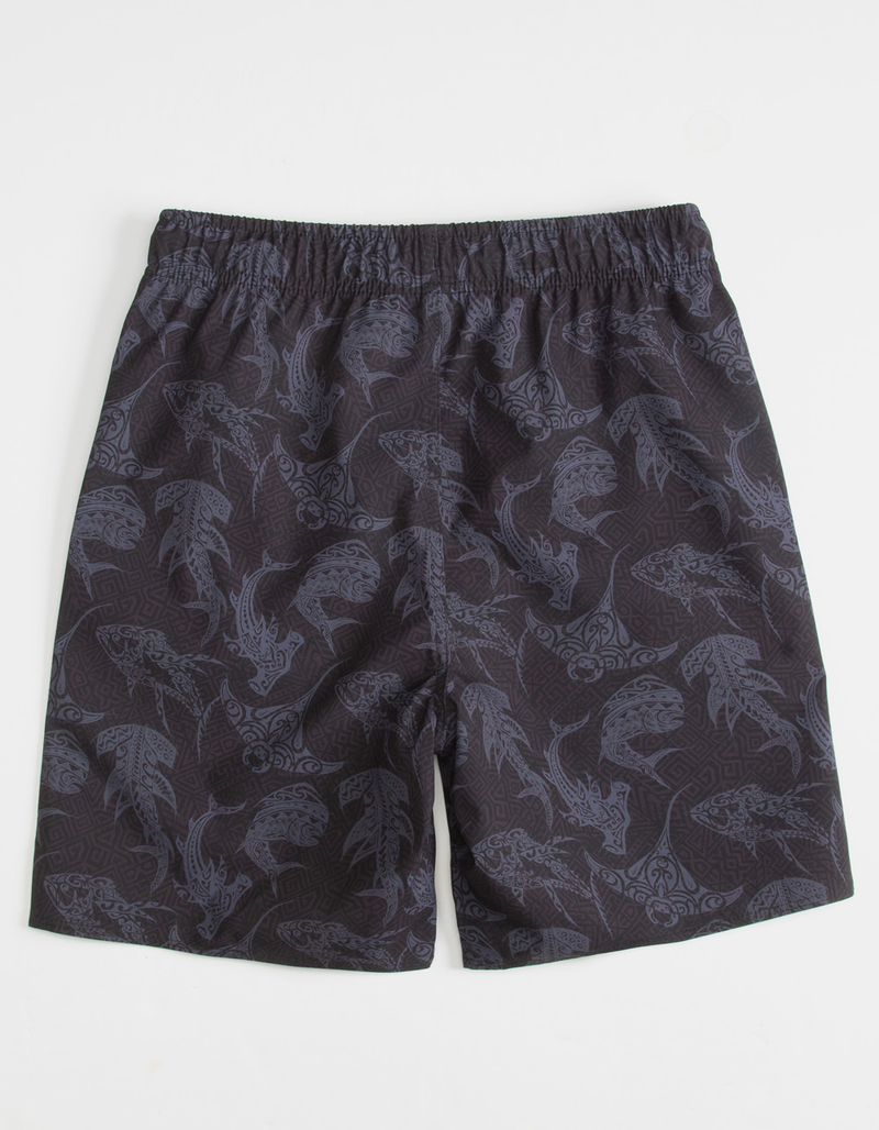 PSYCHO TUNA Tribal Fish Boys Volley Shorts image number 1