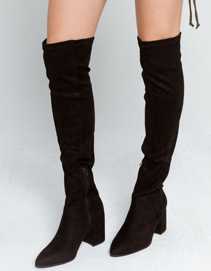 SODA Over The Knee Womens Block Heel Boots - BLACK - 397650100