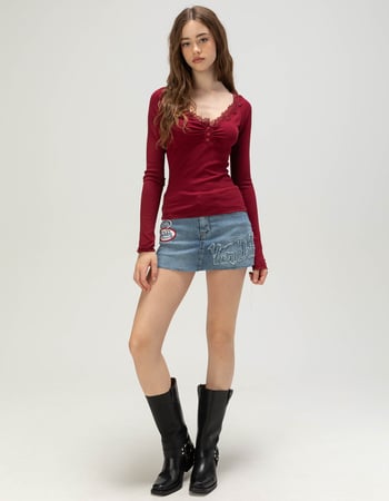 VON DUTCH Womens Low Rise Micro Mini Skort Primary Image