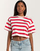 FULL TILT Stripe Paris Embroidered Womens Crop Tee image number 1