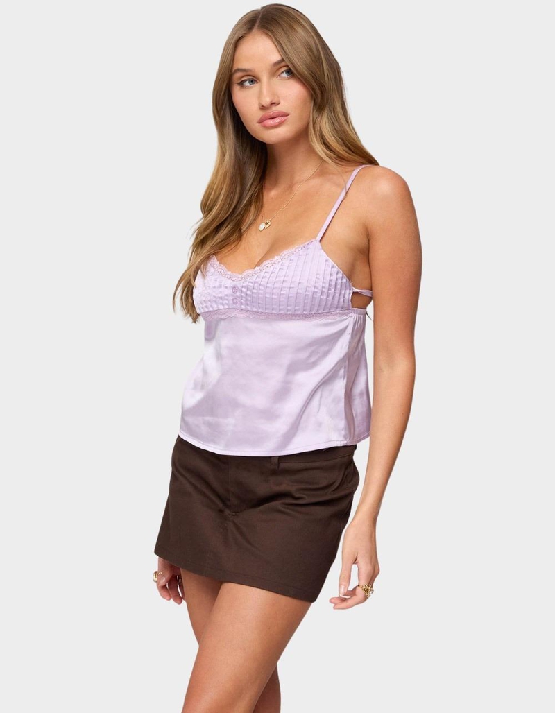 EDIKTED Blanca Satin Lace Trim Tank Top image number 1