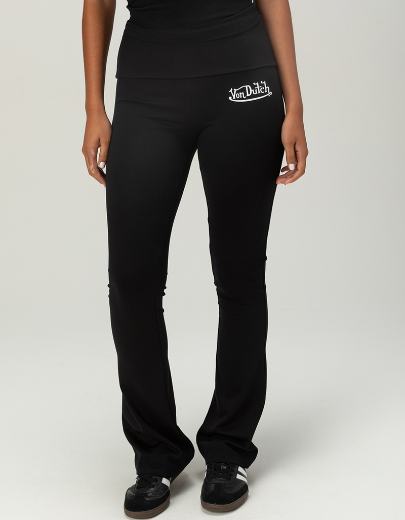 VON DUTCH Womens Fold Over Flare Pants image number 1