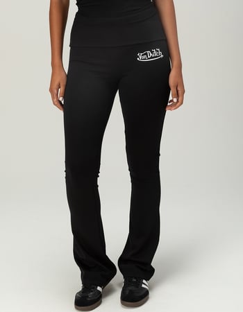 VON DUTCH Womens Fold Over Flare Pants Alternative Image