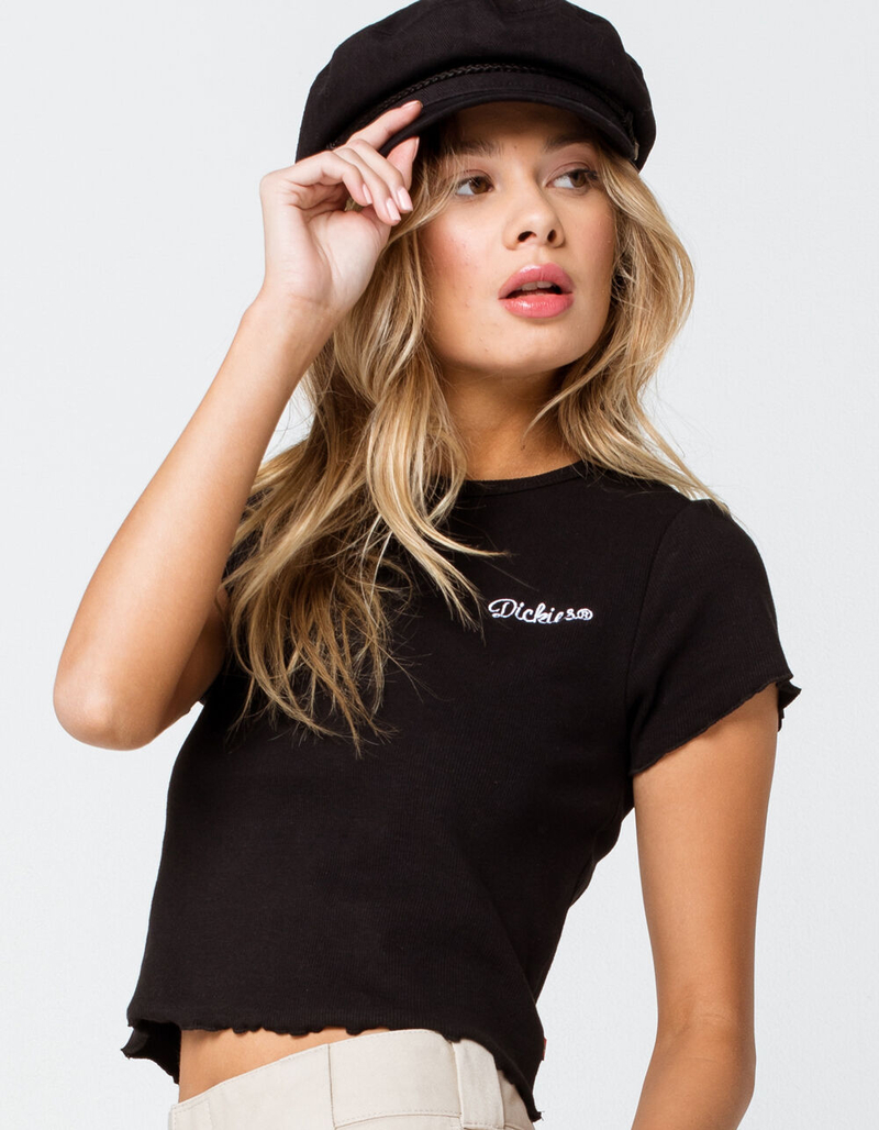 DICKIES Ribbed Logo Black Baby Tee image number 0