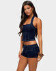 EDIKTED Alita Stretchy Denim Halter Top image number 2