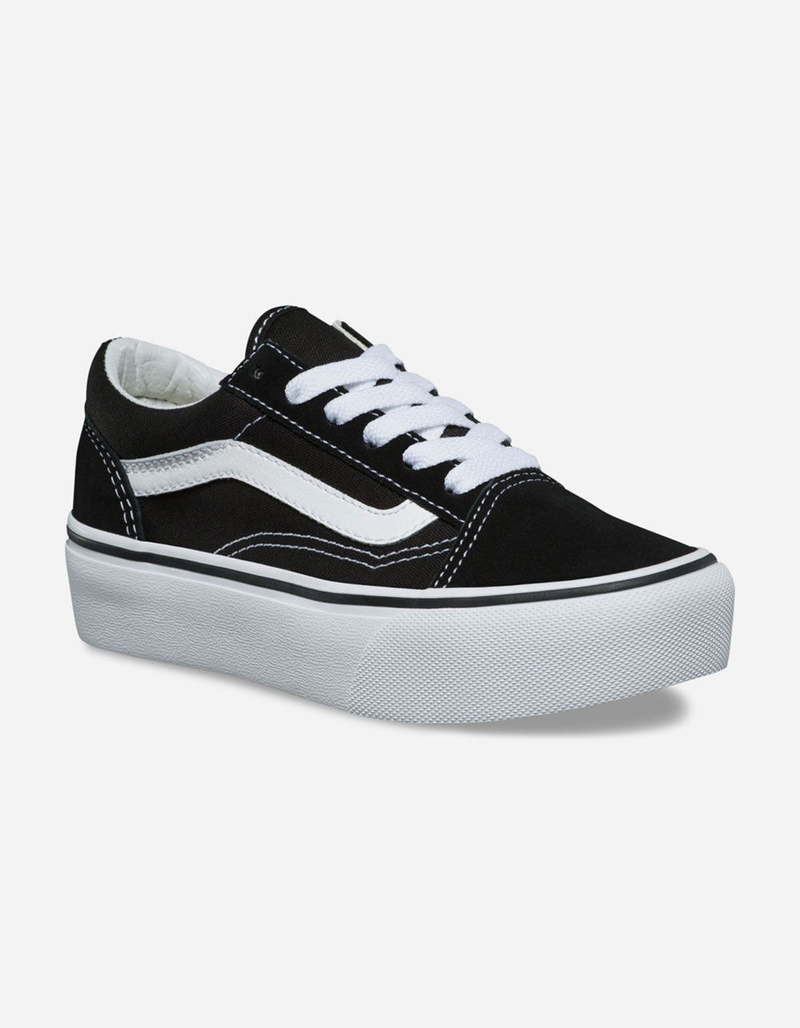 VANS Old Skool Platform Black & True White Kids Shoes image number 1