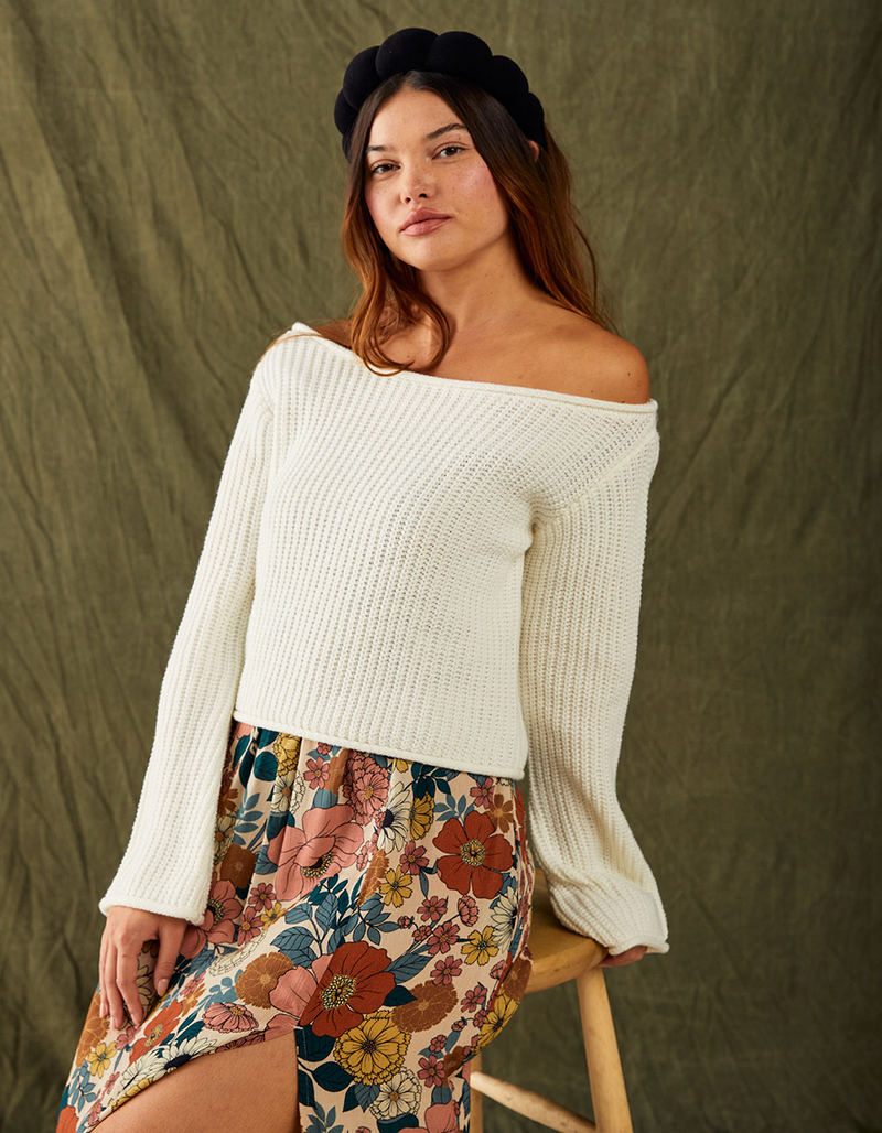RSQ Womens Off The Shoulder Sweater image number 5