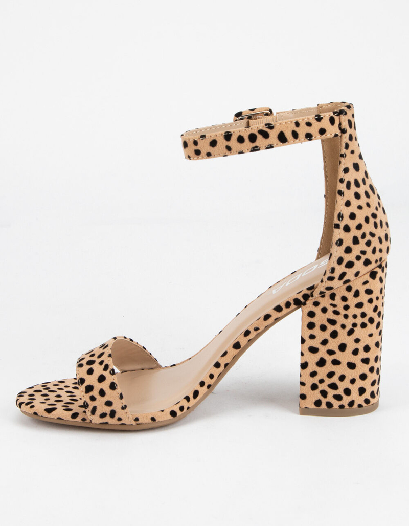 SODA Cheetah Ankle Strap Womens Block Heels image number 2