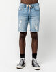 RSQ London Skinny Mens Ripped Denim Shorts image number 3