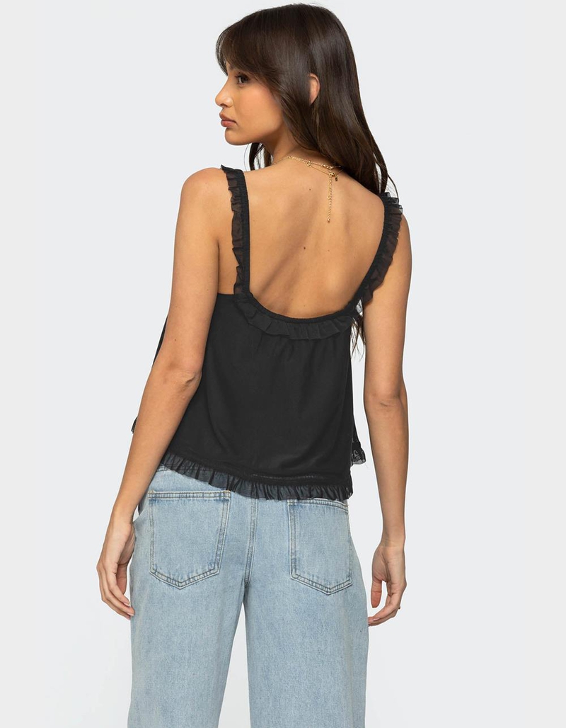 EDIKTED Ruffle Mesh Babydoll Tank Top image number 3