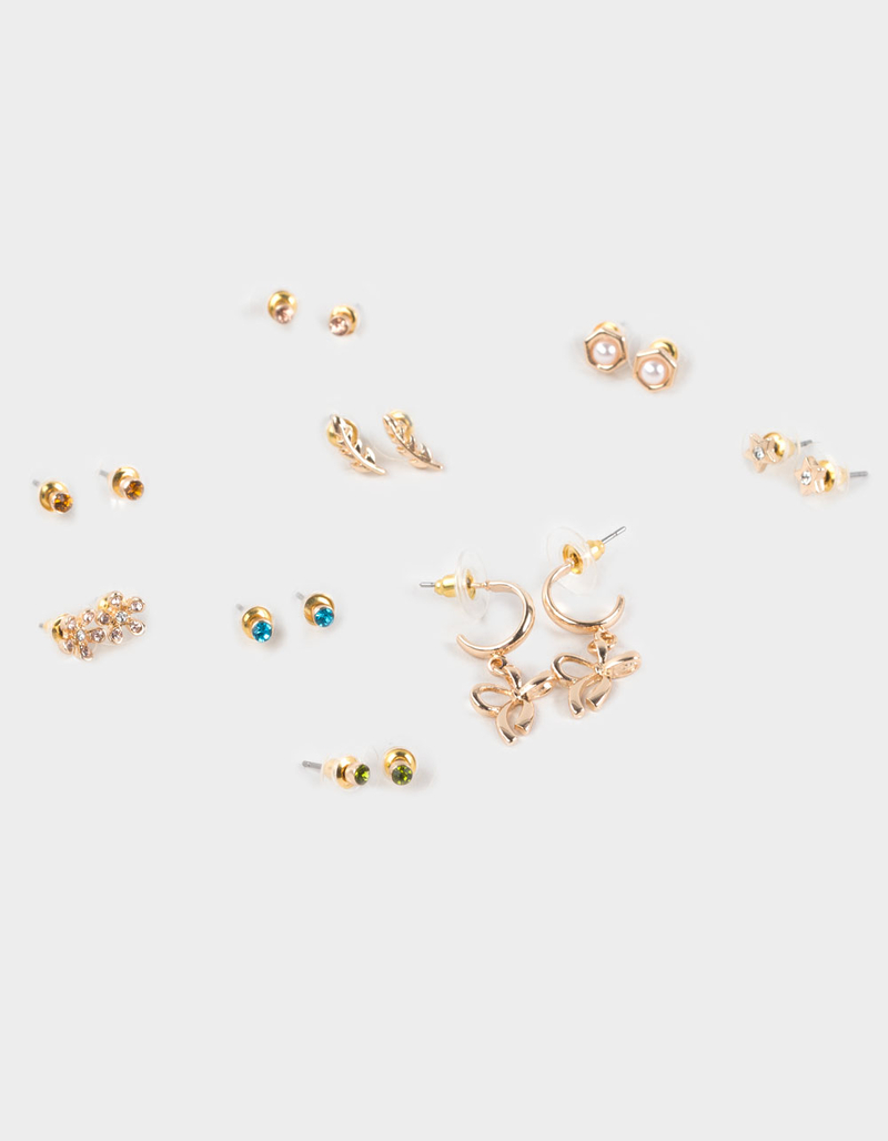 FULL TILT 9 Pack Rhinestone/Bow/Hoop Earrings image number 0