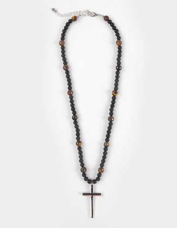 RSQ Mens Matte Beaded Cross Necklace Primary Image