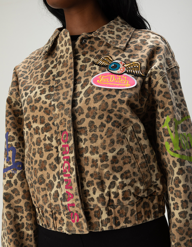 VON DUTCH Leopard Womens Bomber Jacket image number 1