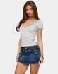 EDIKTED Antonela Striped V-Neck Tee image number 2