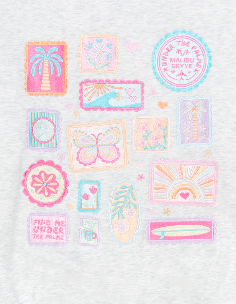 MALIBU SKYYE Stamps Womens Crewneck Sweatshirt image number 3