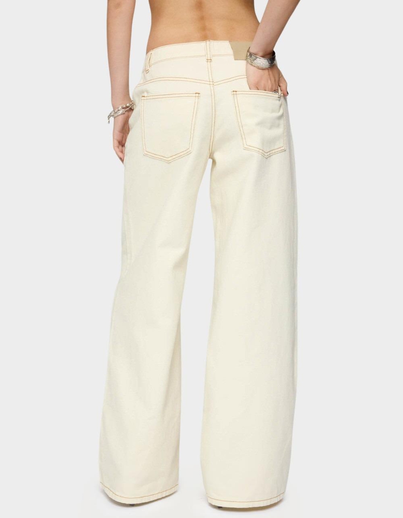 EDIKTED Contrast Stitch Low Rise Wide Leg Jeans image number 1