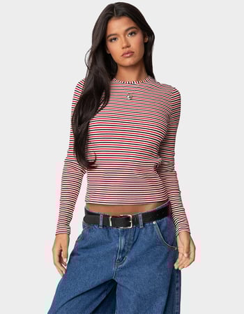 EDIKTED Corina Ribbed Stripey Long Sleeve Tee Primary Image