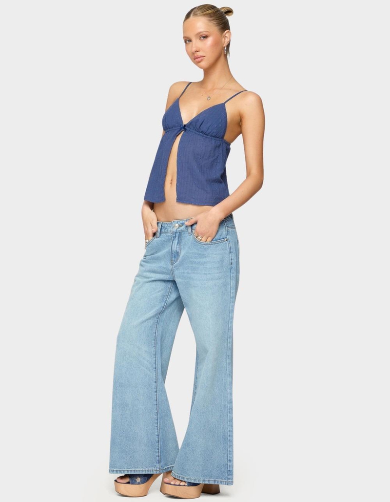 EDIKTED Petite Low Rise Wide Leg Jeans image number 3