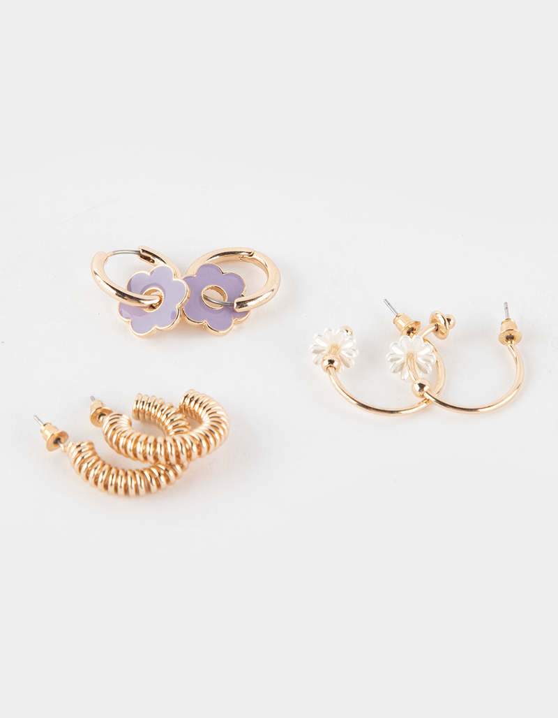 FULL TILT 3 Piece Flower Hoop In Hoop Earring Set image number 0