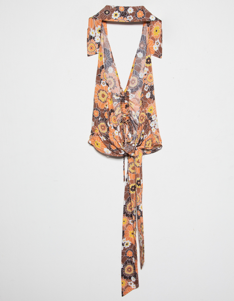 RSQ Womens Collared Cinch Front Halter Top image number 4