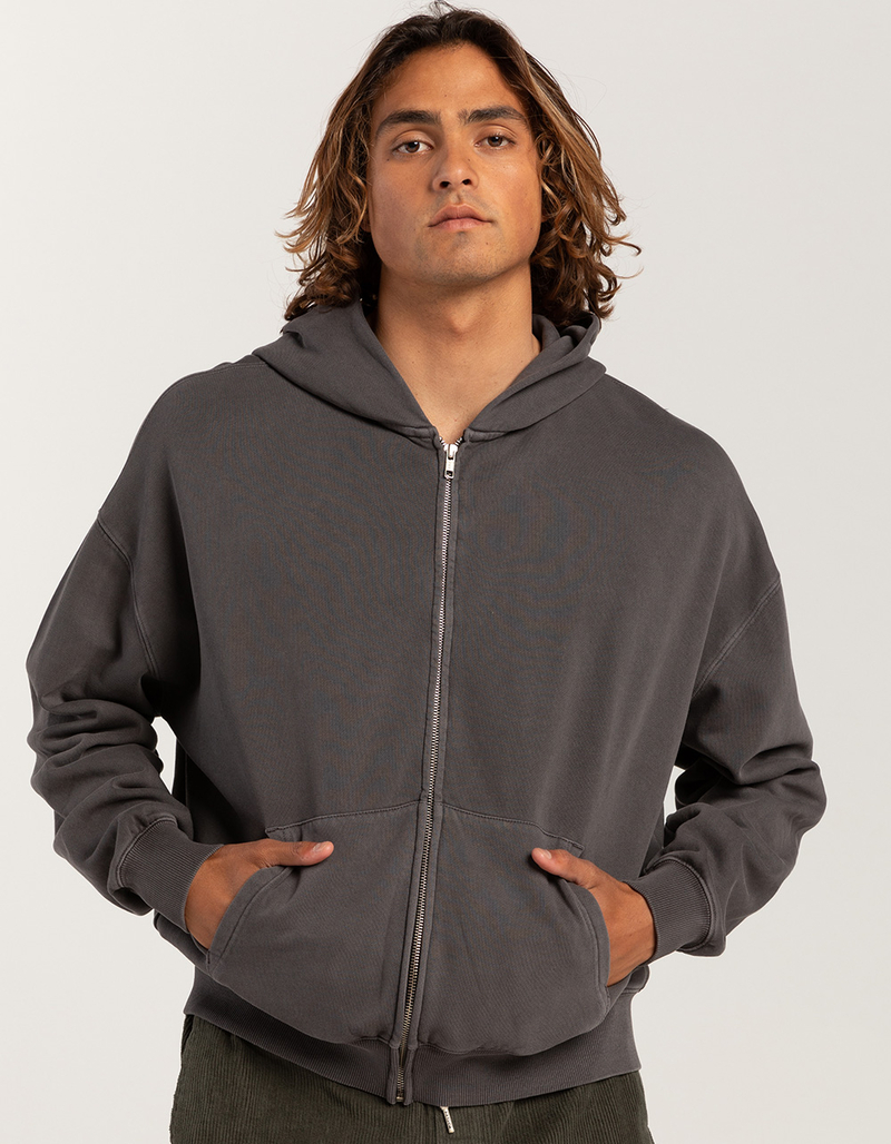 RSQ Mens Washed Oversized Zip-Up Hoodie image number 4