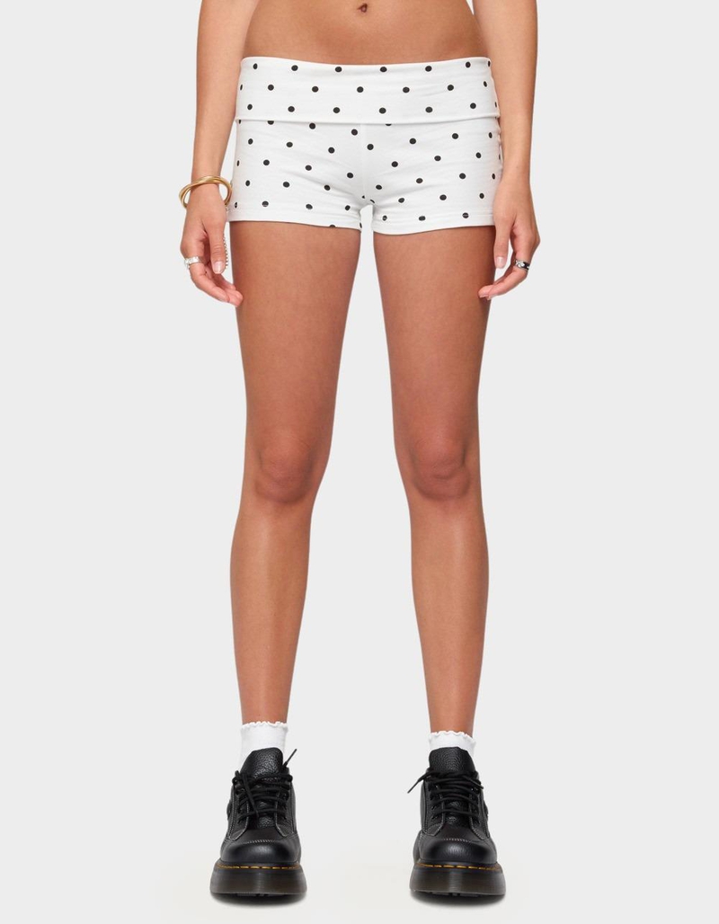 EDIKTED Chelsie Polka Dot Foldover Shorts image number 0