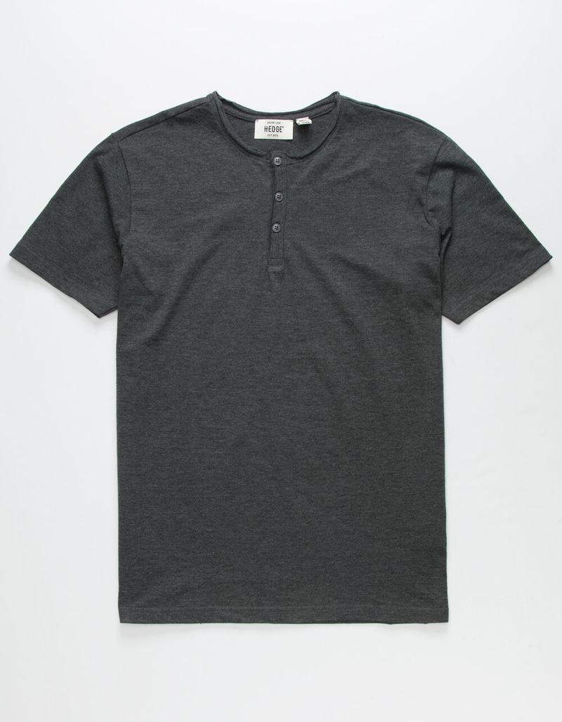 HEDGE Raw Edge Mens Black Henley image number 0