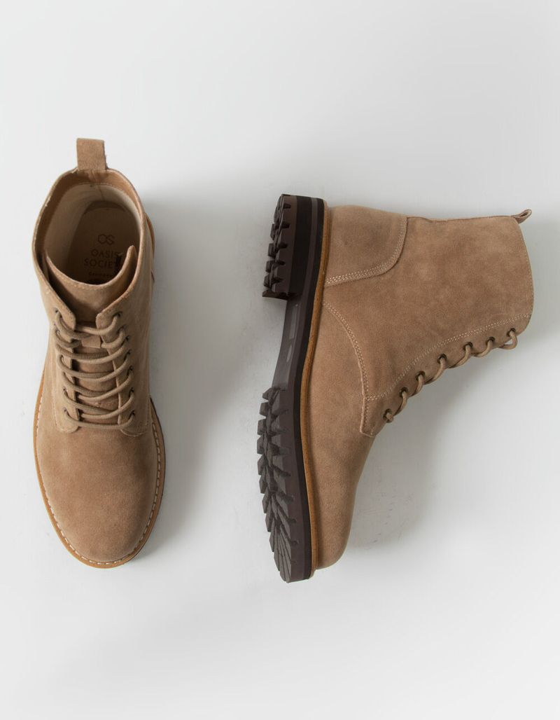 OASIS SOCIETY Womens Tan Lace Up Combat Boots image number 3