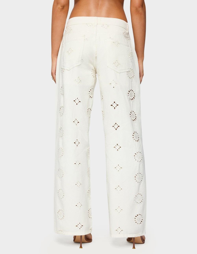 EDIKTED Eyelet Low Rise Wide Leg Jeans image number 2