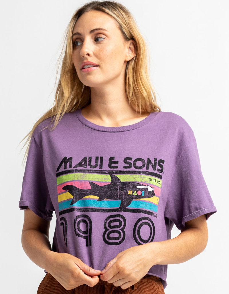 MAUI & SONS Shark Womens Boxy Crop Tee image number 0