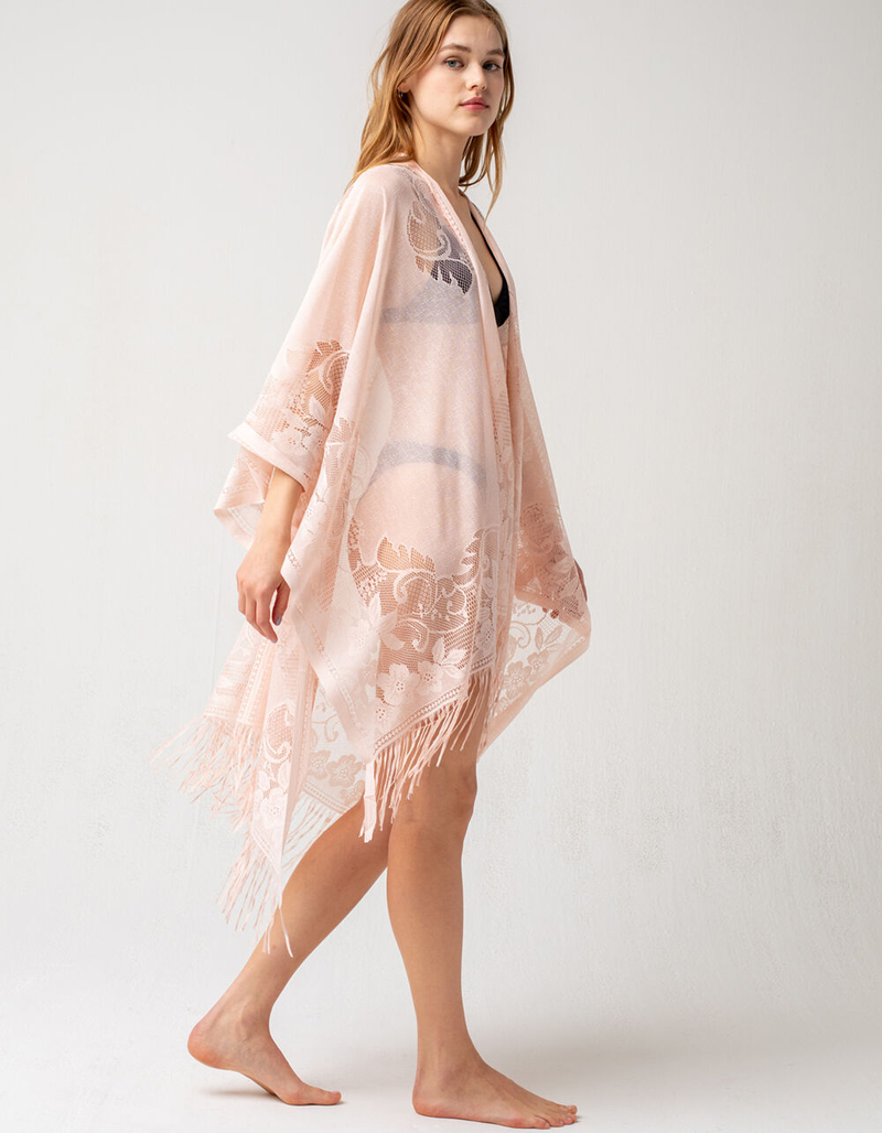 DO EVERYTHING IN LOVE Lace Womens Pink Kimono image number 1