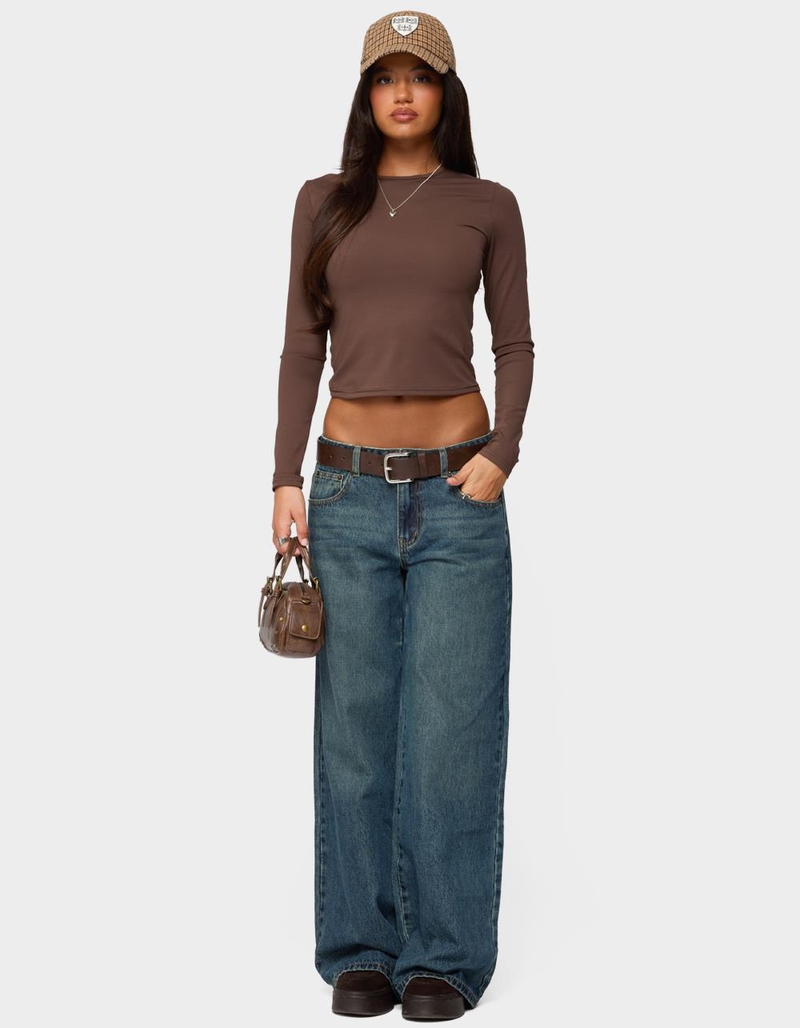 EDIKTED Heartly Low Rise Straight Leg Jeans image number 4