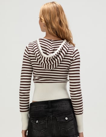 RSQ Womens Striped Zip-Up Sweater Alternative Image