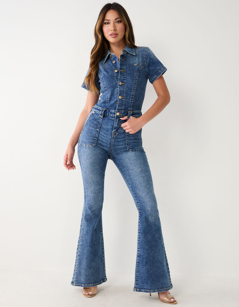 TRUE RELIGION Denim Flare Womens Jumpsuit image number 0