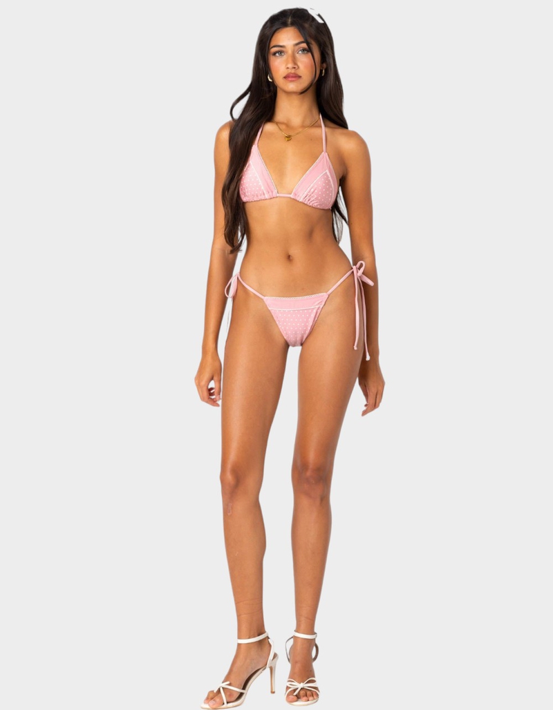 EDIKTED Contrast Polka Dot String Bikini Bottom image number 2